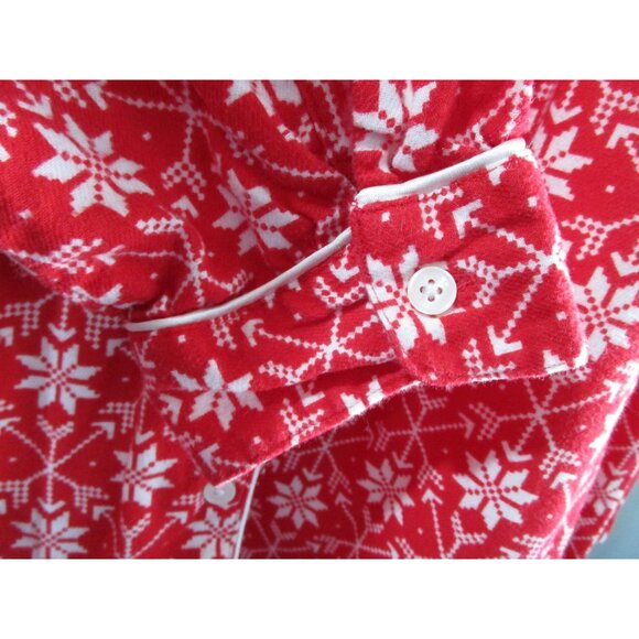 Lands End Red White Snowflake Flannel Button Up Nightshirt GUC Ladies 1X Long - Picture 7 of 16